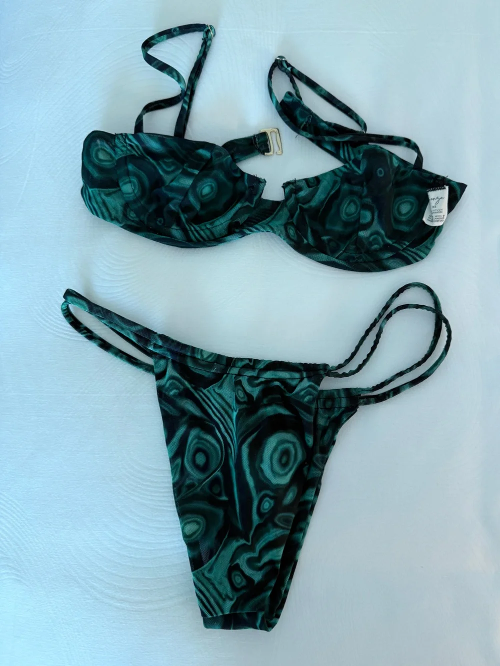 Gonza Emerald & Black Marble-Print Double-Strap Bikini - Picture 7 of 7